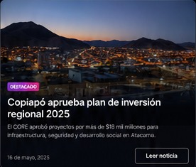 Vista nocturna de Copiapó